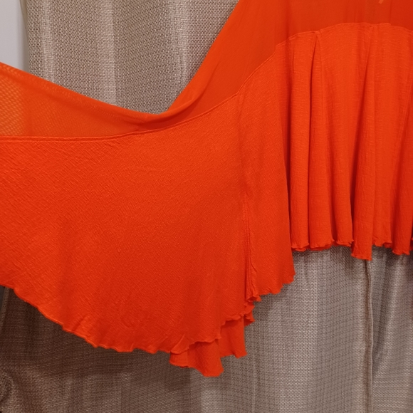 Free People Blouse Top Flowy Drapey Persimmon Small Oversize - Picture 3 of 6
